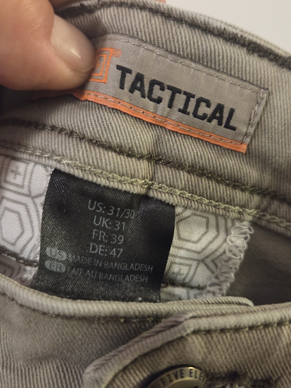 5.11 Tactical Mens Defender Flex Slim Fit Tan Jeans - Picture 3 of 5